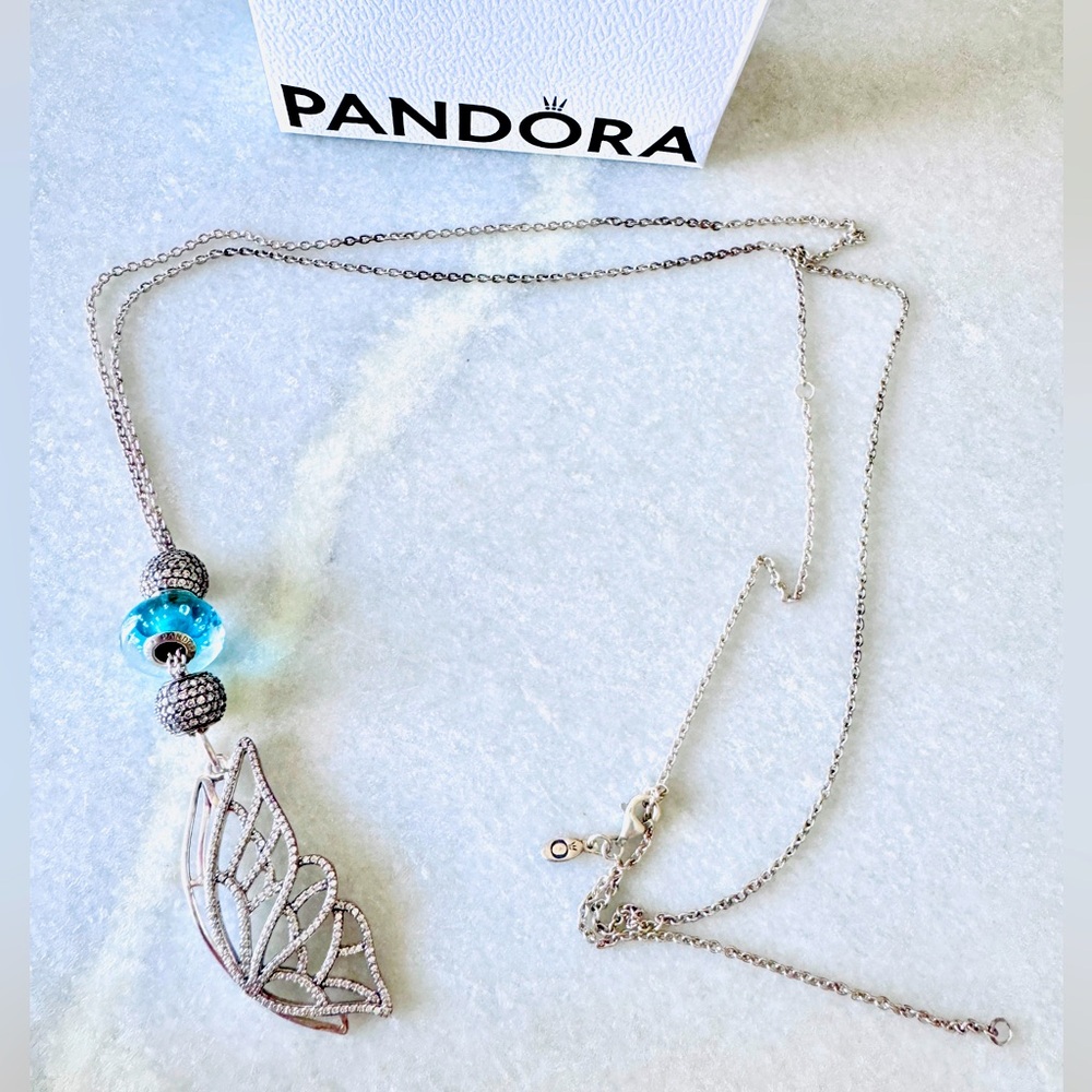 Pandora necklace and 4 charms